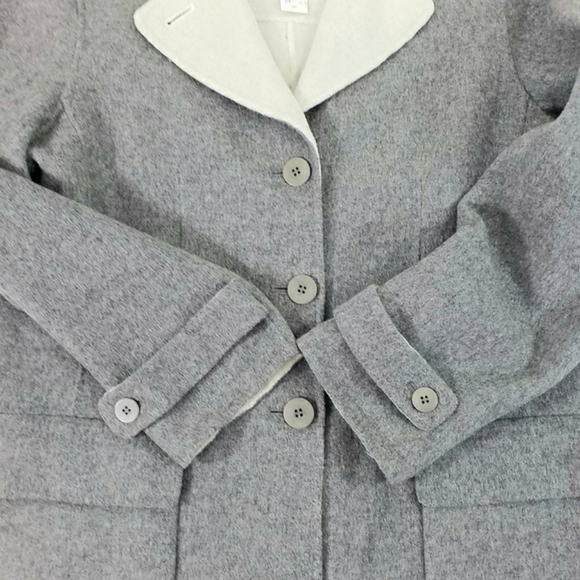 Talbots Gray Wool Blend Button Front Luxury Winter Coat Womens 14P Petite - Picture 8 of 11